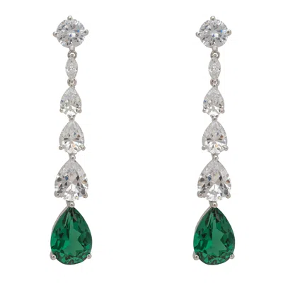 Latelita Women's Green / White / Silver Minnelli Drop Earrings Emerald Silver In Metallic