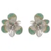 Latelita Women's Green / White / Yellow Gardenia Flower Large Stud Earrings Silver Greens In Multi