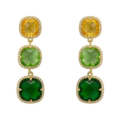 Latelita Women's Green / White / Yellow Knightsbridge Earrings Gold Green Citrus In Multi