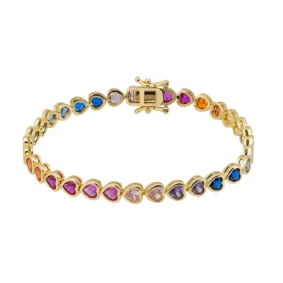Latelita Women's Heart Garland Tennis Bracelet Multicoloured Gold