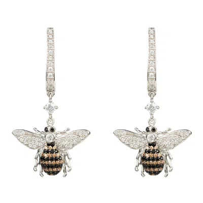 Latelita Women's Honey Bee Drop Earrings Silver