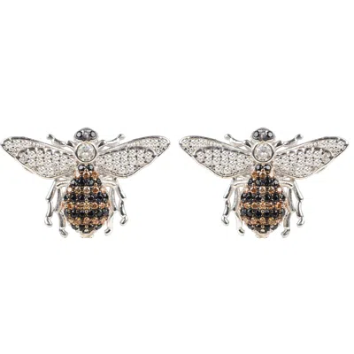 Latelita Women's Honey Bee Stud Earrings Silver