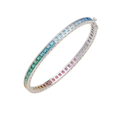 Latelita Women's Judy Rainbow Cuff Bangle Silver In Multi