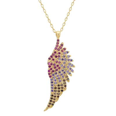 Latelita Women's Large Angel Wing Necklace Multicoloured Gold