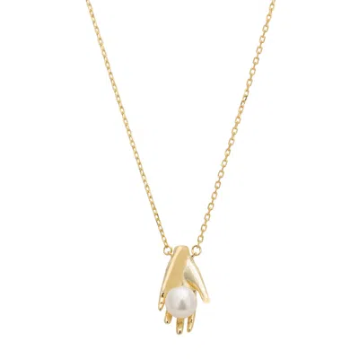Latelita Women's Neutrals / Gold Hand Of Grace Pearl Necklace Gold