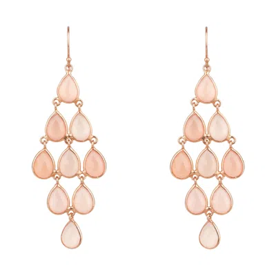 Latelita Women's Neutrals / Rose Gold Erviola Gemstone Cascade Earrings Rose Gold Rose Quartz