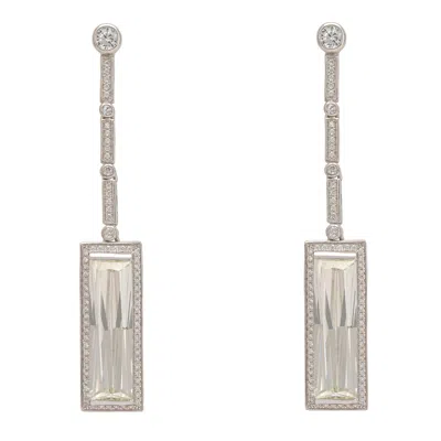 Latelita Women's Neutrals / Silver / White Margaux Moissanite Drop Earrings Silver In Metallic