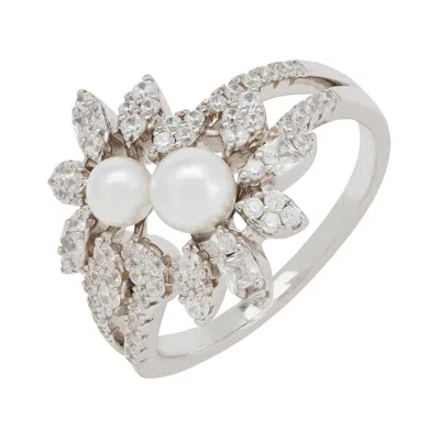 Latelita Women's Neutrals / White / Silver Marquise Cocktail Ring Pearl Silver In Multi