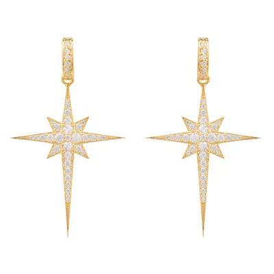 Latelita Women's North Star Burst Large Drop Earrings Gold