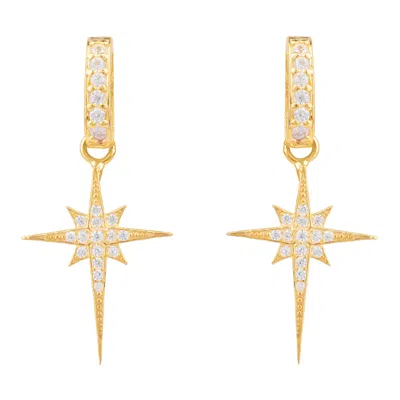 Latelita Women's North Star Burst Small Drop Earrings Gold