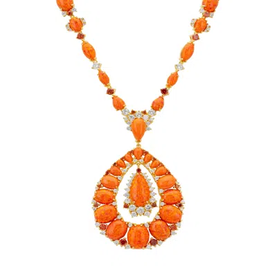 Latelita Women's Orange / White / Red Paloma Fire Opal Statement Necklace Gold In Multi
