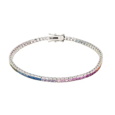 Latelita Women's Over The Rainbow Tennis Bracelet Silver