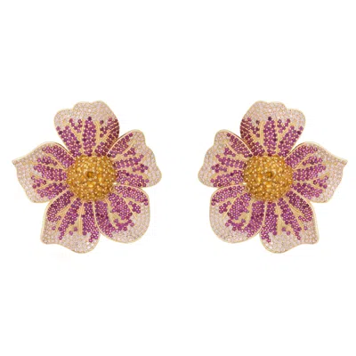 Latelita Women's Pink / Gold Pansy Pink Earring Gold In Multi