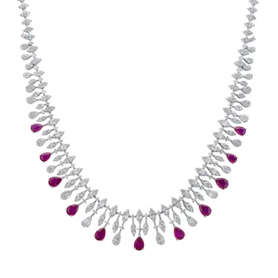 Latelita Women's Pink / Purple / Red Duchess Ruby Statement Necklace Silver