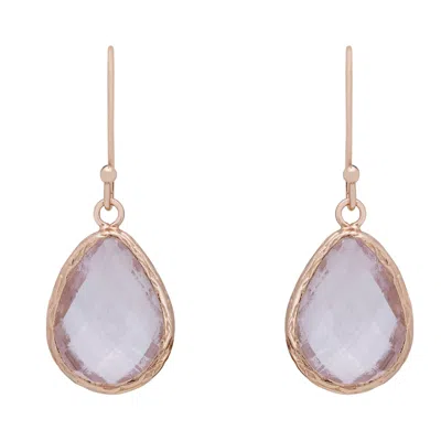 Latelita Women's Pink / Purple / Rose Gold Petite Drop Earrings Rosegold Rose Quartz Hydro