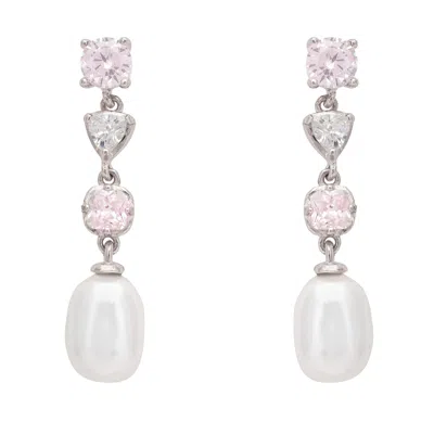 Latelita Women's Pink / Silver / White Pearl Whisper Drop Earrings Morganite Silver In Multi