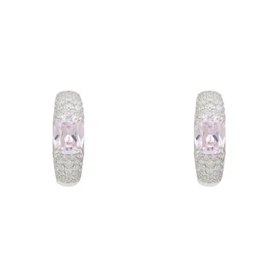 Latelita Women's Pink / Silver / White Rosalie Hoop Earrings Morganite Silver In Multi