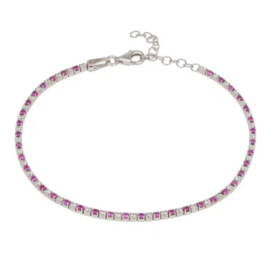 Latelita Women's Pink / Silver / White Tennis Bracelet Ruby Pink And White Cz Silver In Metallic