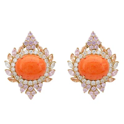 Latelita Women's Pink / White / Yellow Francesca Pink Coral Stud Earrings Gold In Multi