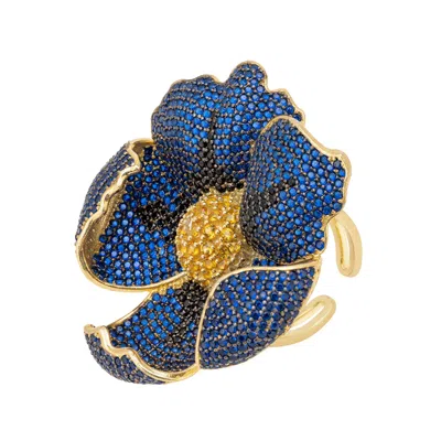 Latelita Women's Poppy Flower Blue Ring Gold In Multi