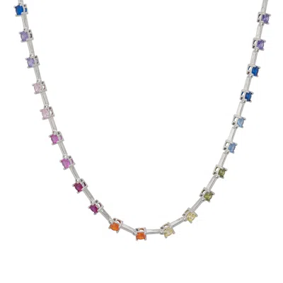 Latelita Women's Rainbow Connection Choker Necklace Silver In Multi