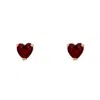 Latelita Women's Red / Gold Asscher Cut Heart Stud Earrings Gold Ruby