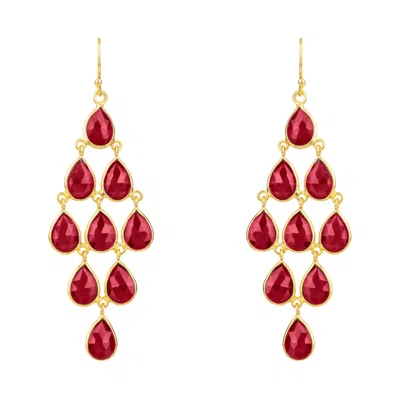 Latelita Women's Red / Gold Erviola Gemstone Cascade Earrings Gold Garnet