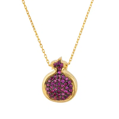 Latelita Women's Red / Gold / Pink Pomegranate Ruby Pink Pendant Necklace Gold In Multi