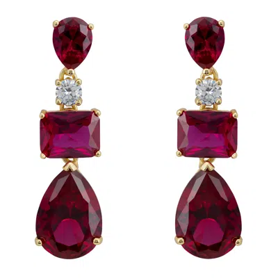 Latelita Women's Red / Gold / White Valentina Drop Earrings Gold Ruby