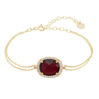 Latelita Women's Red / Gold / Yellow Beatrice Oval Gemstone Bracelet Gold Garnet