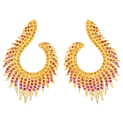 Latelita Women's Red / Pink / Gold Flame Earrings Golden Fire Gold