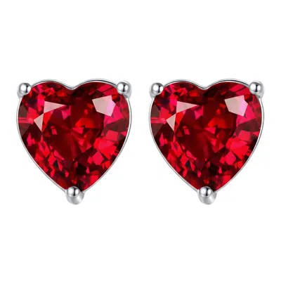 Latelita Women's Red / Silver Amore Heart Garnet Stud Earrings Silver In Red/silver