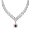 Latelita Women's Red / Silver / White Countess Statement Ruby Necklace Silver