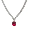 Latelita Women's Red / Silver / White Garbo Oval Gemstone Tennis Necklace Ruby Silver
