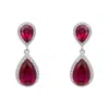 Latelita Women's Red / Silver / White Odette Teardrop Ruby Earrings Silver