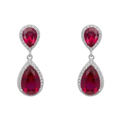 Latelita Women's Red / Silver / White Odette Teardrop Ruby Earrings Silver