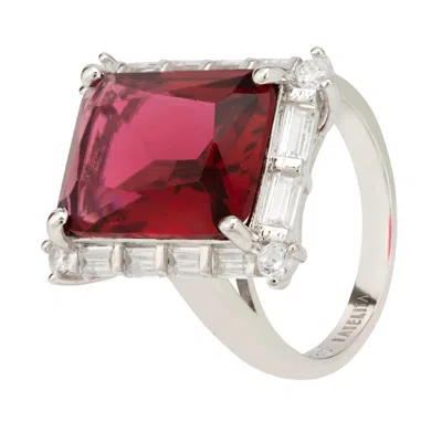 Latelita Women's Red / Silver / White Tudor Silver Ring Ruby In Burgundy