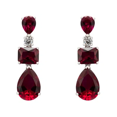 Latelita Women's Red / Silver / White Valentina Drop Earrings Silver Ruby In Multi