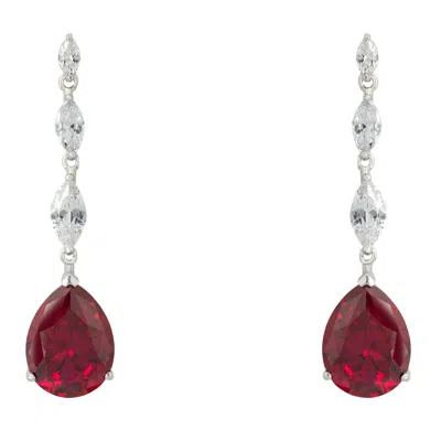 Latelita Women's Red / Silver / White Zara Teardrop Ruby Gemstone Earrings Silver In Multi