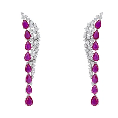 Latelita Women's Red / White / Pink Baroness Gemstone Drop Earrings Ruby Silver In Multi