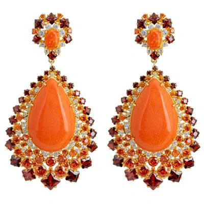 Latelita Women's Red / Yellow / Orange Gabriela Fire Opal Drop Earrings Gold In Multi