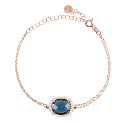 Latelita Women's Rose Gold / Blue Beatrice Oval Gemstone Bracelet Rose Gold Sapphire Hydro In Multi