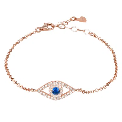 Latelita Women's Rose Gold / Blue / Orange Evil Eye Elliptical Bracelet - Blue, Pink & Purple, Rose Gold