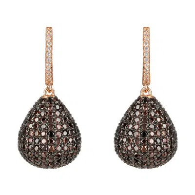 Latelita Women's Rose Gold / Brown Valerie Pear Drop Gemstone Earring Rosegold Chocolate Cz In Multi