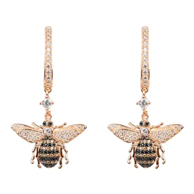 Latelita Women's Rose Gold Honey Bee Drop Earrings Rosegold