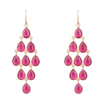 Latelita Women's Rose Gold / Pink Erviola Gemstone Cascade Earrings Rose Gold Pink Tourmaline