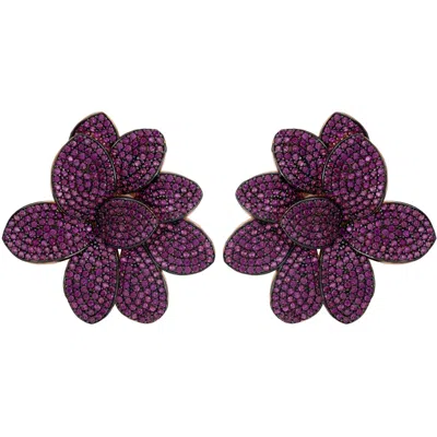 Latelita Women's Rose Gold / Pink / Purple Amaryllis Flower Large Stud Earrings Rosegold Ruby