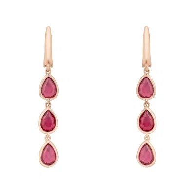 Latelita Women's Rose Gold / Pink Sardinia Triple Teardrop Earrings Rosegold Pink Tourmaline