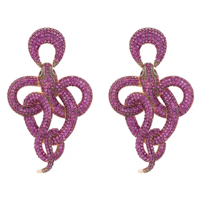Latelita Women's Rose Gold / Red / Purple Viper Snake Drop Earrings Rosegold Ruby