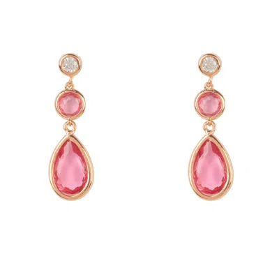 Latelita Women's Rose Gold / Red Tuscany Gemstone Drop Earring Rose Gold Pink Tourmaline In Multi